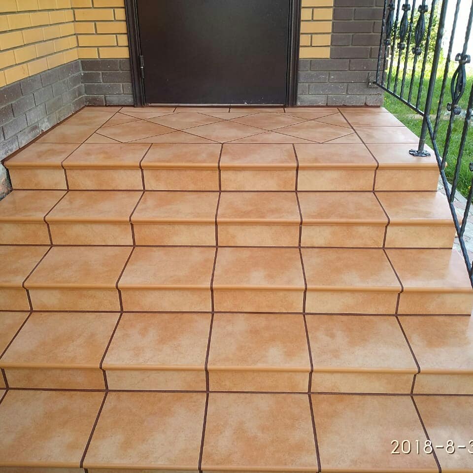 Монтаж клинкерных ступеней и плитки