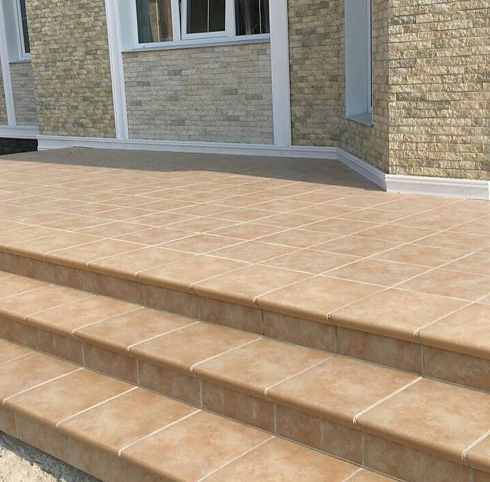 Монтаж клинкерных ступеней и плитки