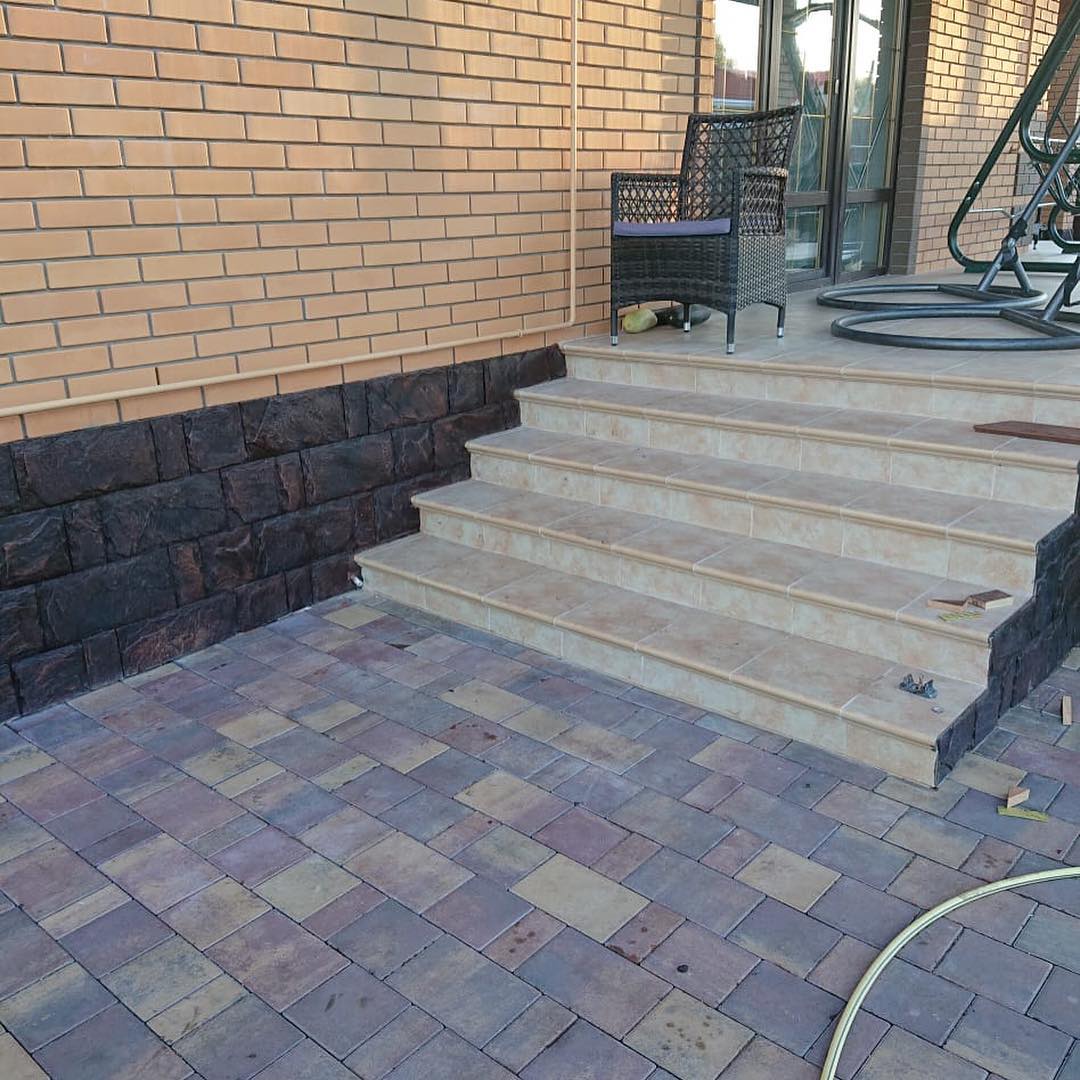 Монтаж клинкерных ступеней и плитки