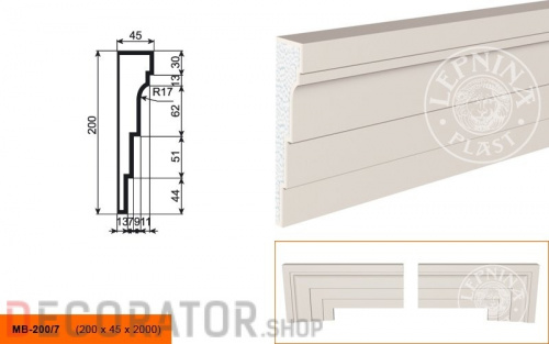 Молдинг LEPNINAPLAST МВ-200/7, 2000*200*45 мм в Сочи