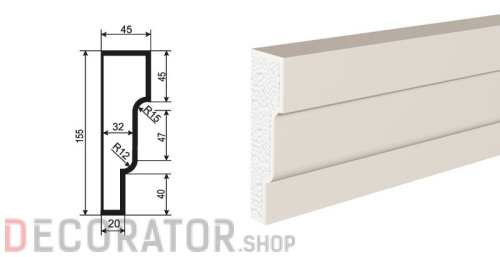 Молдинг LEPNINAPLAST МВ-155/2, 2000*155*45 мм в Сочи