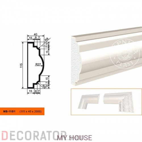 Молдинг LEPNINAPLAST МВ-115/1 2000*115*40 мм в Сочи