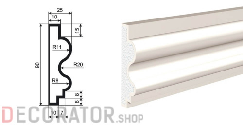 Молдинг LEPNINAPLAST МВ-90/2, 2000*90*25 мм в Сочи