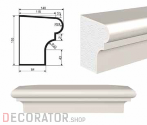 Подоконник фасадный LEPNINAPLAST ПВ-155/2, 2000*140*155 мм в Сочи