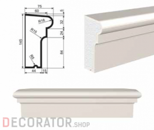 Подоконник фасадный LEPNINAPLAST ПВ-145/2, 2000*75*145 мм в Сочи