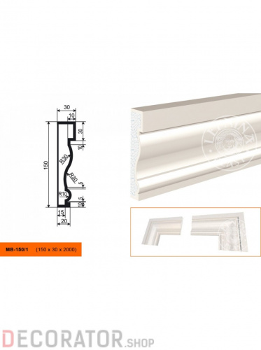 Молдинг LEPNINAPLAST МВ-150/1, 2000*150*30 мм в Сочи