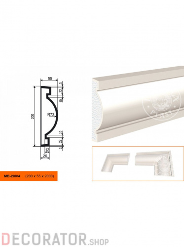 Молдинг LEPNINAPLAST МВ-200/4, 2000*200*55 мм в Сочи