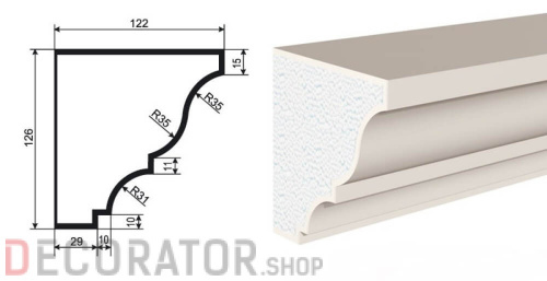 Карниз фасадный LEPNINAPLAST КВ-126/1, 2000*126*122 мм в Сочи