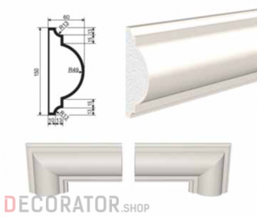 Молдинг LEPNINAPLAST МВ-150/11, 2000*150*60 мм в Сочи
