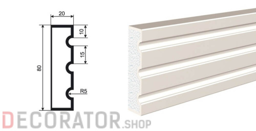 Молдинг LEPNINAPLAST МВ-80/3, 2000*80*20 мм в Сочи