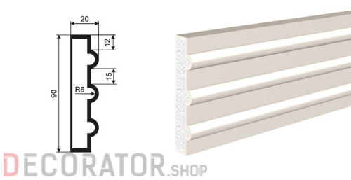 Молдинг LEPNINAPLAST МВ-90/1, 2000*90*20 мм в Сочи