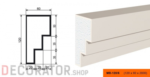 Молдинг LEPNINAPLAST МВ-120/6, 2000*120*60 мм в Сочи