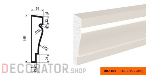 Молдинг LEPNINAPLAST МВ-145/2, 2000*145*35 мм в Сочи