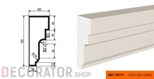 Молдинг LEPNINAPLAST МВ-150/10, 2000*150*60 мм в Сочи