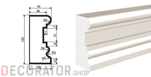 Молдинг LEPNINAPLAST МВ-100/3, 2000*100*45 мм в Сочи